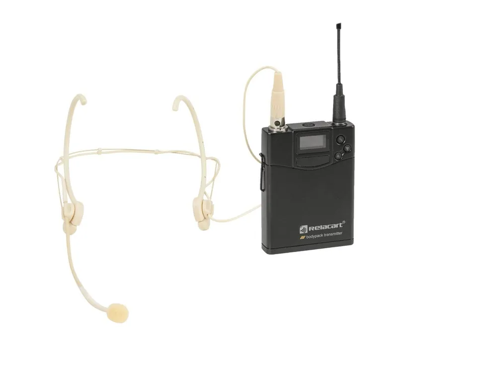 Begrenztes Angebot RELACART UT-222 Bodypack 522-554 MHz mit HM-600S Headset - Taschensender mit PLL-Multifrequenz-Sender