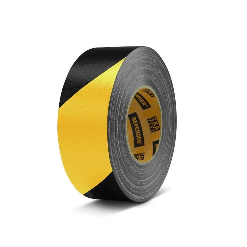 Defender EXA-TAPE® BY 50 BULK - Premium Gewebeklebe band BULK - -schwarz/gelb - glänzend - 50 mmx50 m Schnäppchen