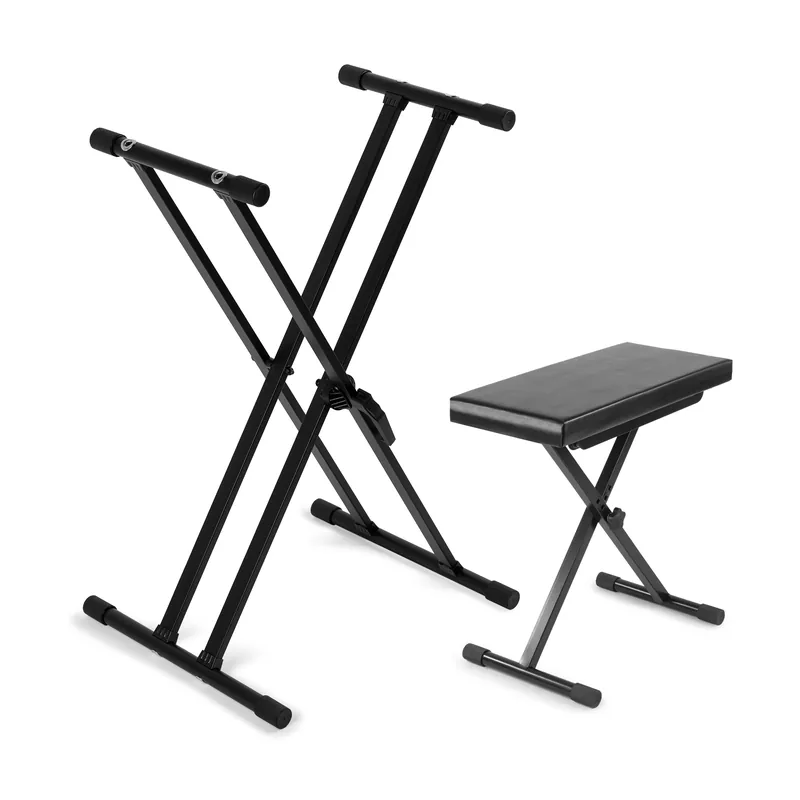 Vonyx Set mit stabilem Keyboardständer und Bank - Höhenverstellbar - Doppelter X-Rahmen - Schwarz Top-Angebot