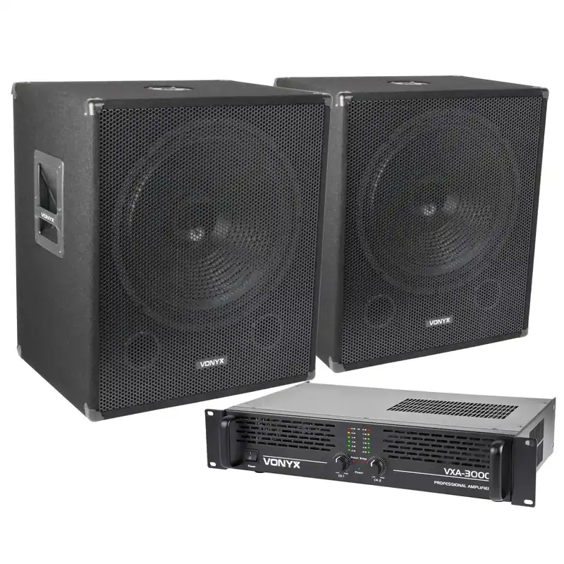 Vonyx 2000 W Subwoofer-Set mit Verstärker und Kabeln Kostenloser Versand
