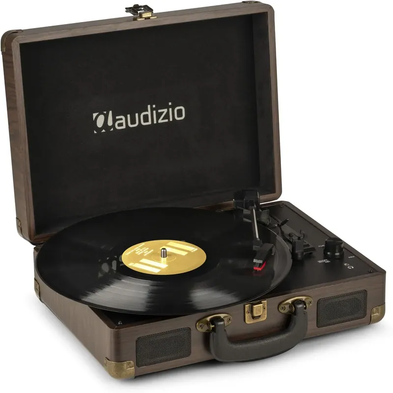 Audizio RP114W - Retro Plattenspieler mit Lautsprechern in Holzoptik Case Kostenfreie Lieferung