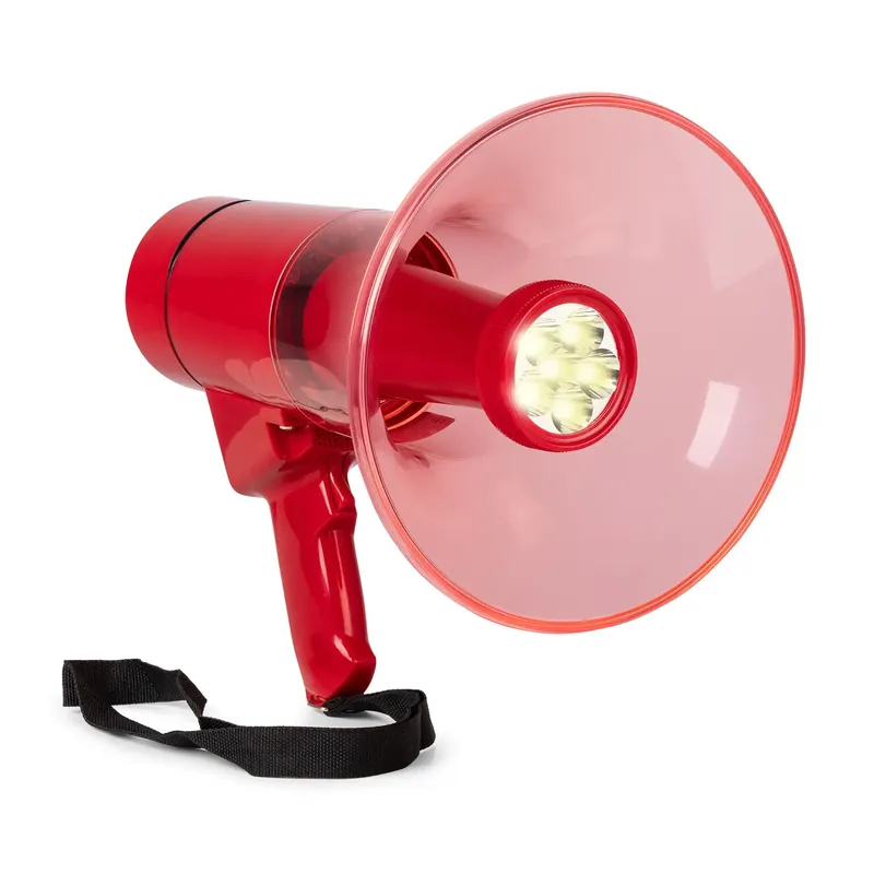Top-Preis Vonyx MEG050 Megafon mit Taschenlampe und Sirene – Rotes Megafon mit Aufnahmefunktion – 1 km Reichweite – 45 W